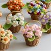 Cute Crochet  Flower Pot  Creative Artificial Flowers  Hand Woven Plant Finished Knitted Flowers Office Desktop Decoration