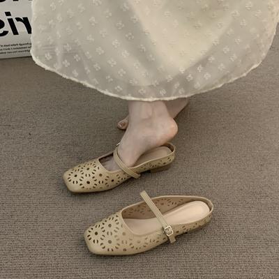 Французские нишевые полые полушлепанцы Birkenstock женская верхняя одежда 2025 лето с юбкой нежный вечерний бриз сумка на голову сандалии