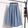 Plus Size Summer Women Jeans Wide Leg Pants Denim Loose Elastic Waist Solid Trousers Oversize Shorts Pants 5XL