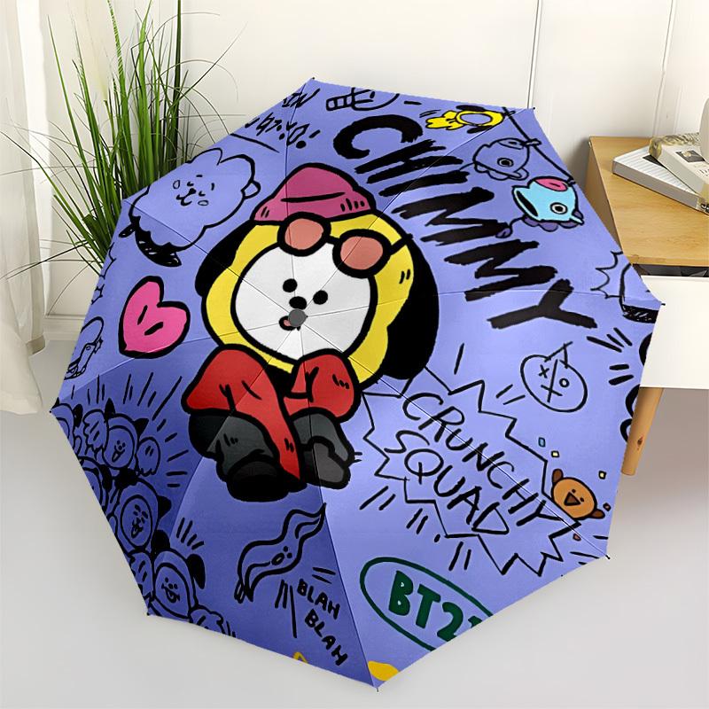 1 шт. Автоматический складной зонт с персонажем Chimmy BT21 - Компактная конструкция с 8 спицами, Прочный пластик и железо, Идеальный подарок для друзей и семьи, yy250923056