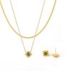 European & American Sunflower Gemstone Earrings & Clavicle Necklace Set, 18K Gold-Plated Titanium Steel