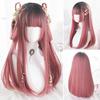 Черный градиент клубнично-красный прямой синтетический парик женский Лолита сладкий натуральный градиент прямая челка длинный прямой парик из волос