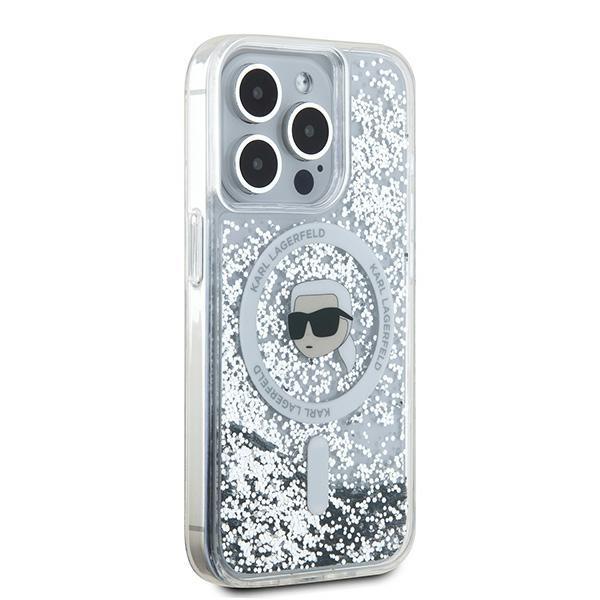 Karl Lagerfeld KLHMP15LLGKISGH iPhone15 Pro 6.1" hardcase transparent Liquid Glitter Karl Head Magsafe