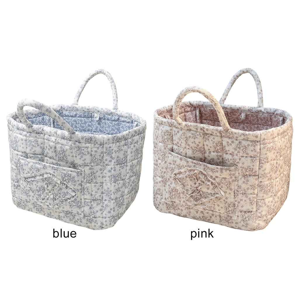 Boho Foldable Floral Organizer Bin Large Capacity Collapsible Laundry Nursery Hamper with Handles for Clothes and Sundries