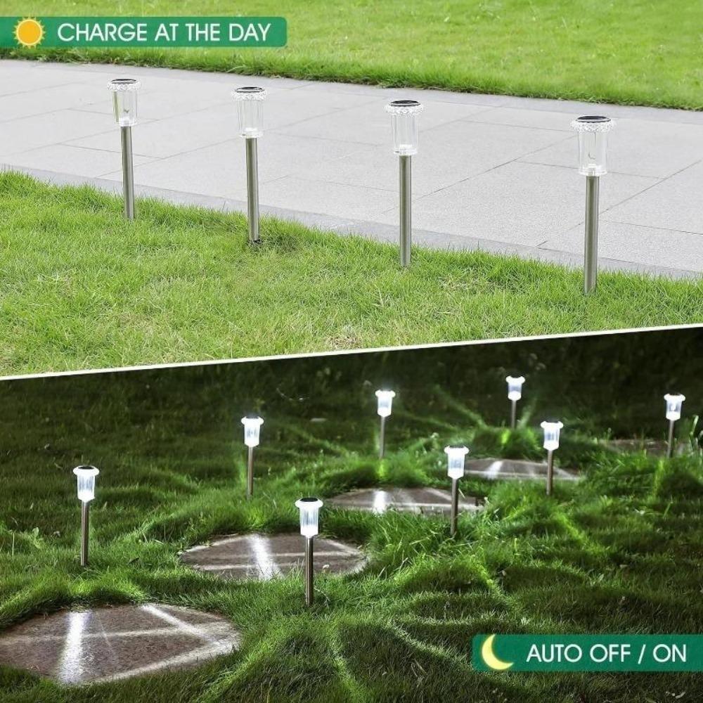 Солнечные уличные светильники, ночные светильники, водонепроницаемые светильники из нержавеющей стали, солнечные светильники для сада, двора, дорожки, газона, декор