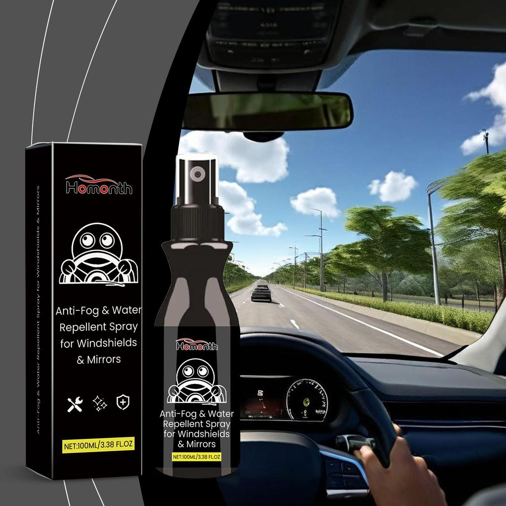 Homonth Car Windshield Anti-Fog Spray, Water Repellent for Glass & Mirrors, Car Glass Water Repellent, Window Hydrophobic Agent, 100ml