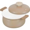 Small Tabletop Pot for 18cm Lightweight 2-3 People, Deep, Brown, Induction/Gas Compatible, Double-Handled Pot, Ceramic, RB-3652