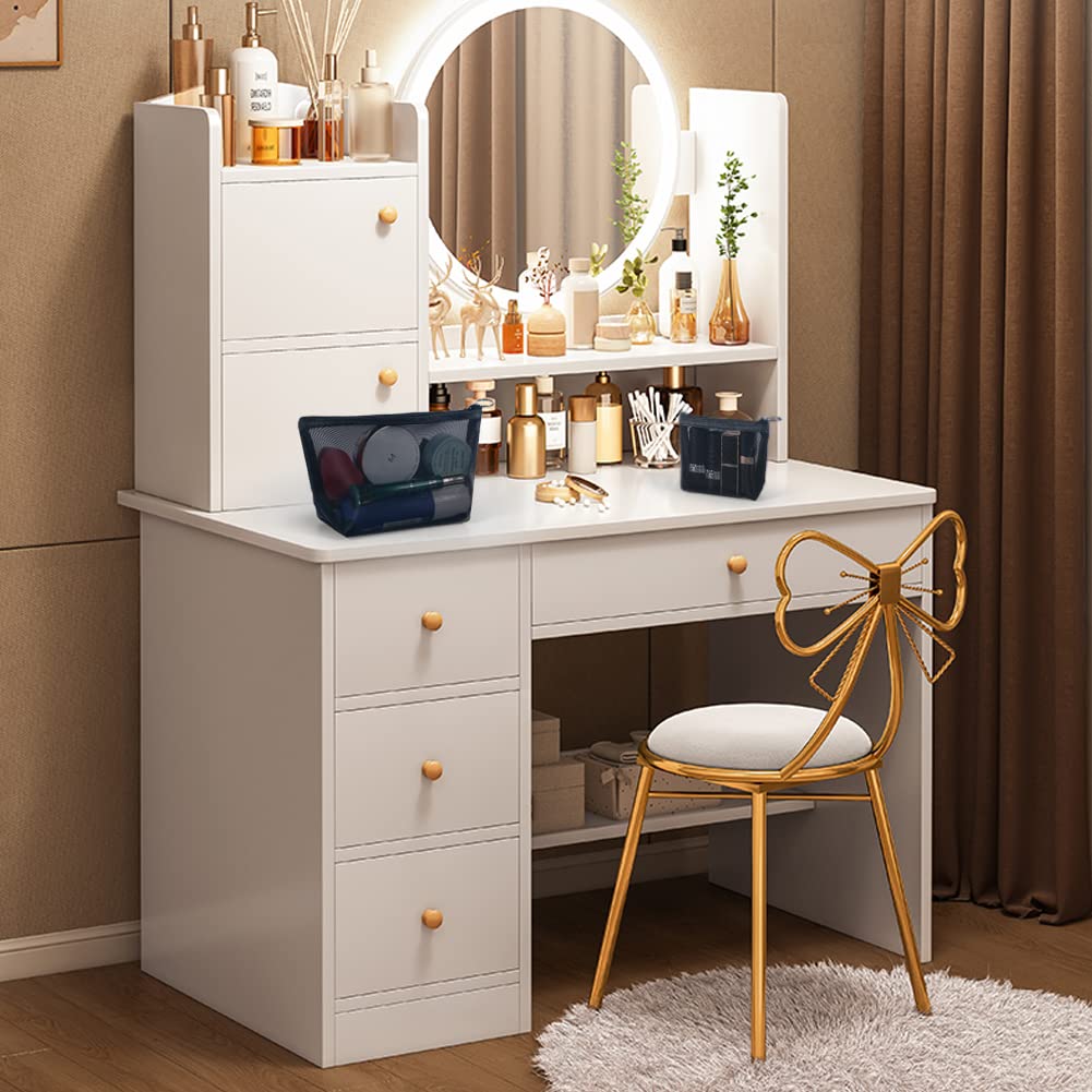 Besharppin Mesh Cosmetic Nylon Makeup Pouch for Cosmetics Storage and Small Items for Business Trips and Travel 4-Pack Pouch, (Black)