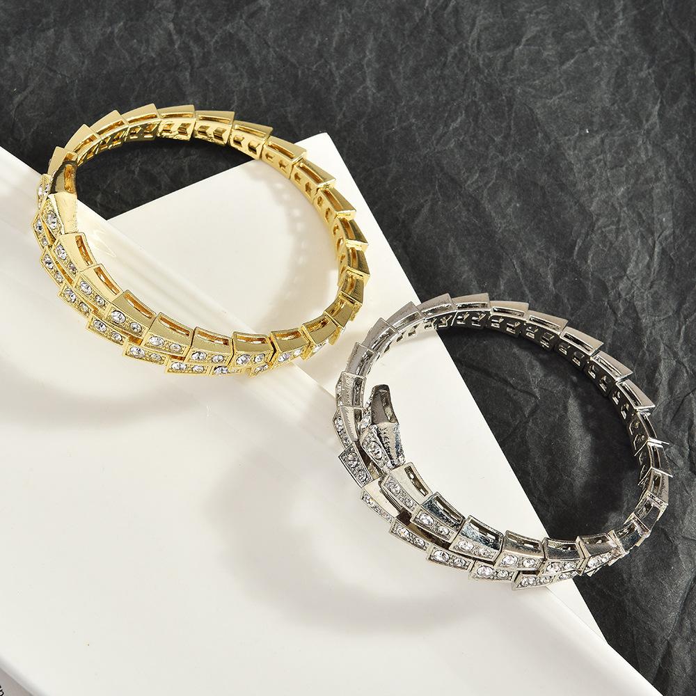 Snake Bracelet Elastic Spring Snake Bracelet Full Inlaid Women's Plated Temperament Fashion