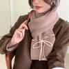 Bow Tie Tied Knitted Scarf for Women Autumn and Winter Warm and Sweet Knitted Scarf