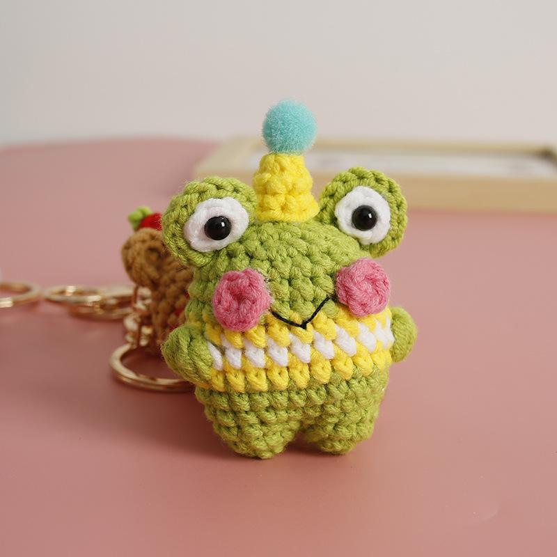 Cartoon Animal Doll Series Crochet Keychain Knitted Rabbit Keychain Cute Bear Keyring For Bag Pendant Custom Accessory