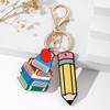 Wooden Teacher's Day Keychain Geometric Shape Teacher Education Pendant  Teacher's Day Gift