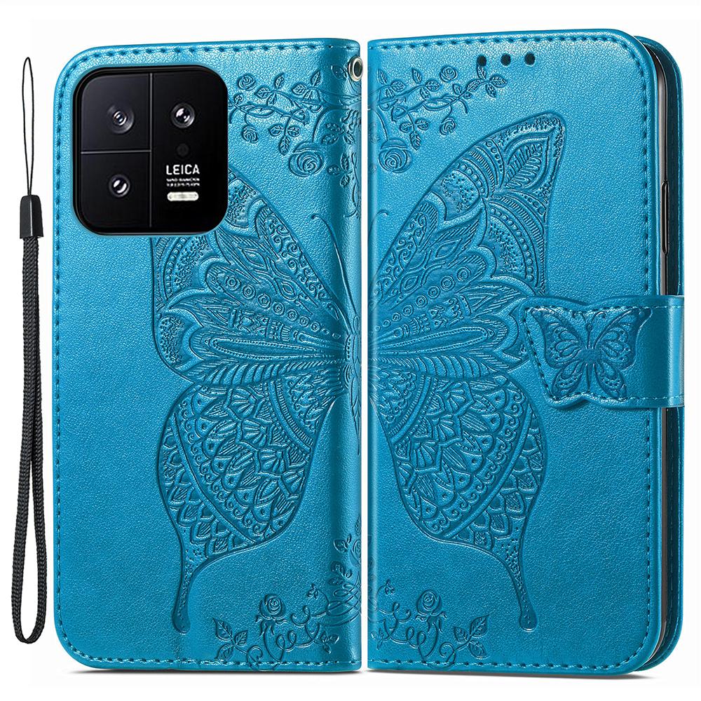 Cell Phone Case for Xiaomi 13 5G,PU Leather Wallet Imprinted Butterfly Pattern Stand Phone Cover