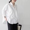 Korean Dongdaemun Women's Fleece-Lined White Shirt, 2025 Autumn/Winter, Loose Fit, Plus Size