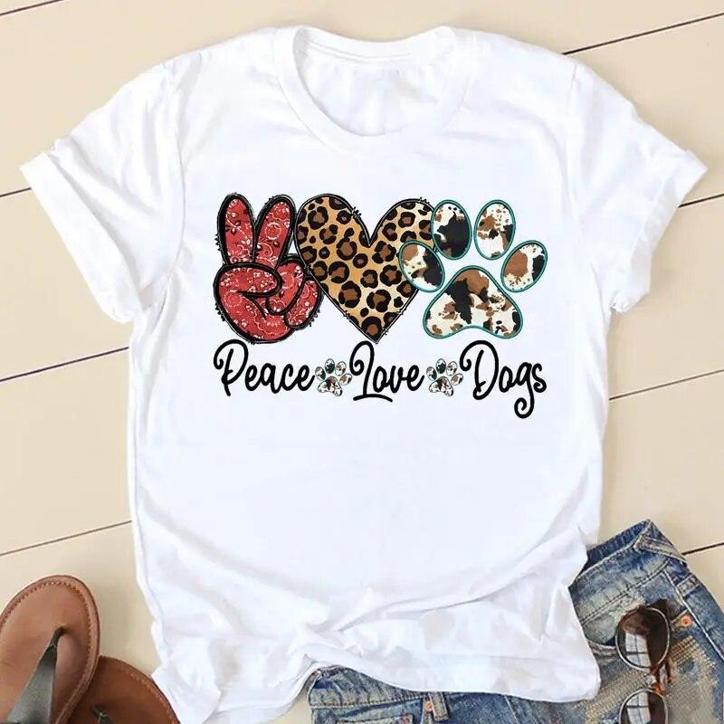 Women T-shirts 90s Love Pug Dog Ladies Fashion Clothing Short Sleeve Cartoon Clothes Spring Summer Female Tee Graphic Tshirt