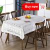 Практичная антикварная кружевная ажурная скатерть, европейская белая накидка на стол, универсальная вышитая цветочная скатерть, для послеобеденного чая