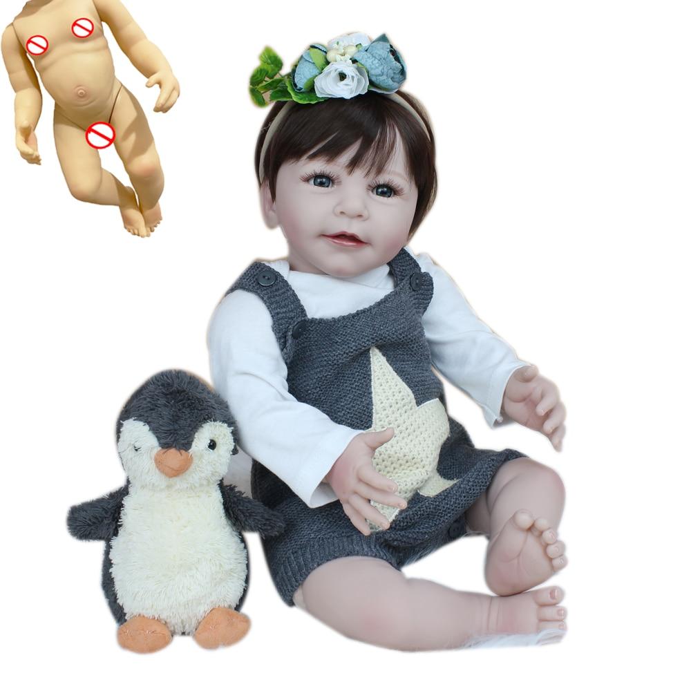 BZDOLL полностью мягкий силиконовый корпус Baby Reborn для маленьких девочек и мальчиков куклы 22 дюйма новорожденный Bebe Alive кукла игрушка подарок на день рождения для детей