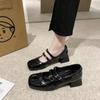 Fashion Design Sense Mary Jane Single Shoes Women's 2024 Autumn New Square Head Middle Heel Temperament Women's Single Shoes Platform
