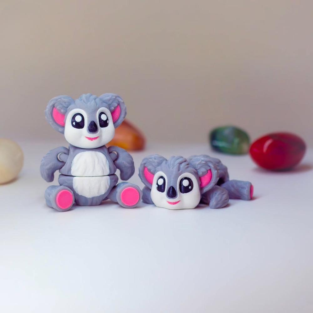 3D Printed Koala Statues, Articulated Koala Statues, and Creative Desktop Decoration Sculptures for Fun Home/office Decoration