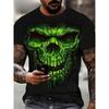 Men's Horror Skull Print T-Shirt 3D Print Vintage O-Neck Short Sleeve Fashion T-Shirts Men's Summer Street Clothing