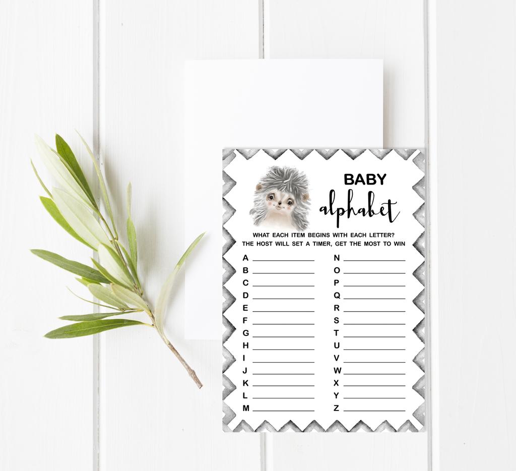 Inkdotpot Игровой набор Baby Shower из 50 игр BabyA AlphabetA ABCA Game Hedgehog Jungle Animals Party