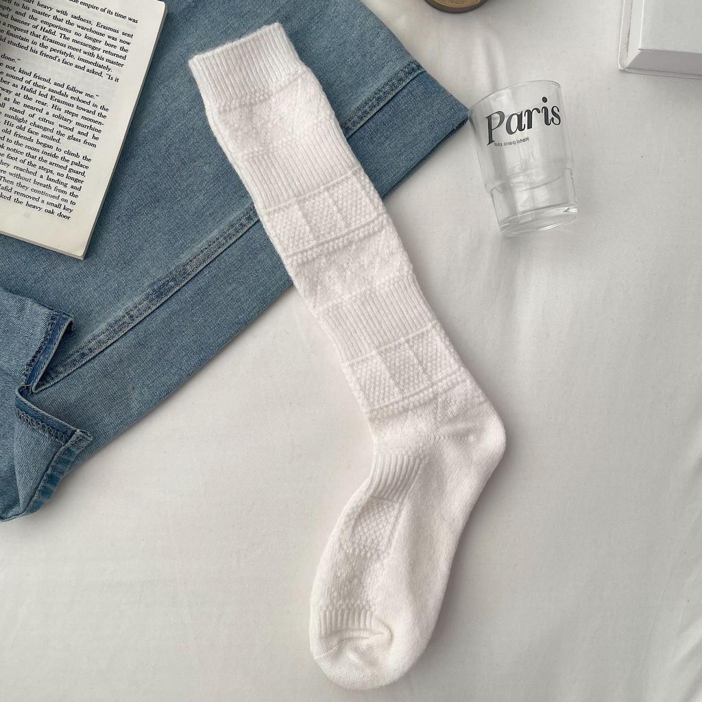 Гольфы Толстые Шерстяные Чулки Корейские Простые Ромбовидные Темные Узоры Гольфы до Колена Тонкие Гольфы для Стройных Ног