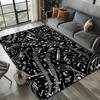Polyester Anti-Slip Music Note Area Rug for Living Room, Bedroom - Decorative Carpet Chair Mat with Black and White Musical