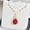 Water Drop Necklace Women'S High Sense Retro Versatile Ruby Pendant Exquisite Collarbone Chain