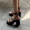 Модные летние туфли на платформе для женщин 2024 года, сандалии, модные узкие толстые каблуки, женские гладиаторы, белые каблуки, сексуальные босоножки на открытом воздухе