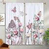Floral Butterfly 3D Printed Curtain Rod Pocket Bedroom Living Room Kitchen Window Curtain Home Decor 2 Pieces