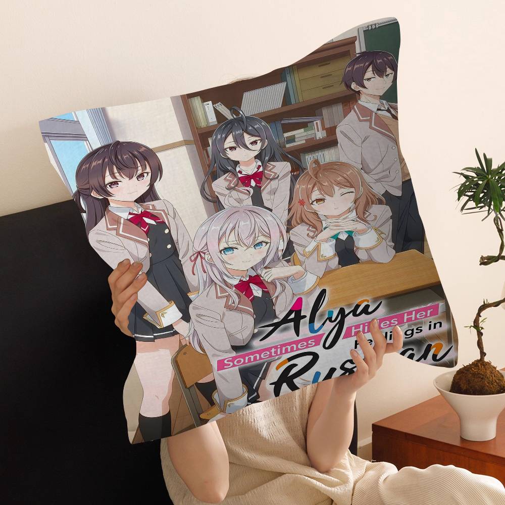 Anime Alya Sometimes Hides Pillow Anime Pillow Sofa Bed Head Pillow Cover Cushion Cover 45X45 Cm Fashion