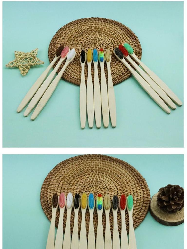 100 шт. Бамбуковых мануальных зубных щеток с мягкой нейлоновой щетиной - Бережные к чувствительным зубам и деснам, Глубокая очистка для ухода за полостью рта для ежедневного использования