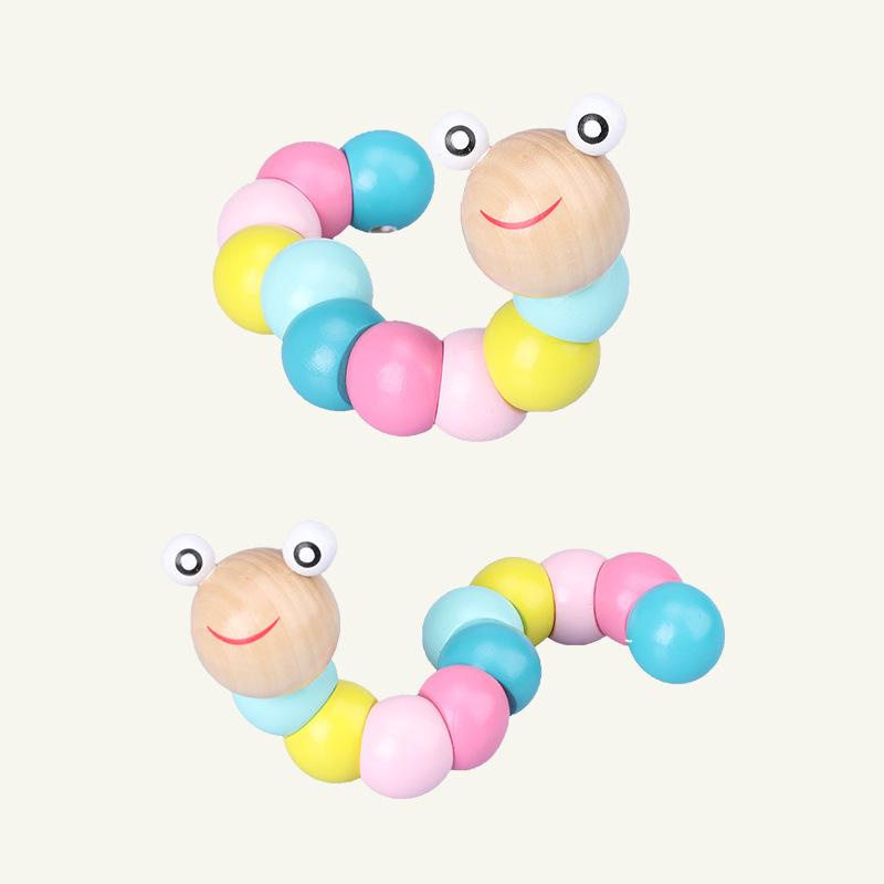 Colorful Wooden Twisty Caterpillar: Educational Toy for Toddlers
