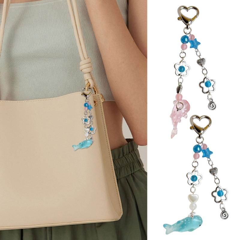 Прекрасный кулон-кит, брелок-подвеска, украшение, морское животное, брелок с бусинами, модное украшение для телефонов, сумок, камер