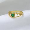Кольцо с покрытием из желтого золота с зеленым цирконием, ювелирные изделия ручной работы из стерлингового серебра 925 пробы, женские украшения