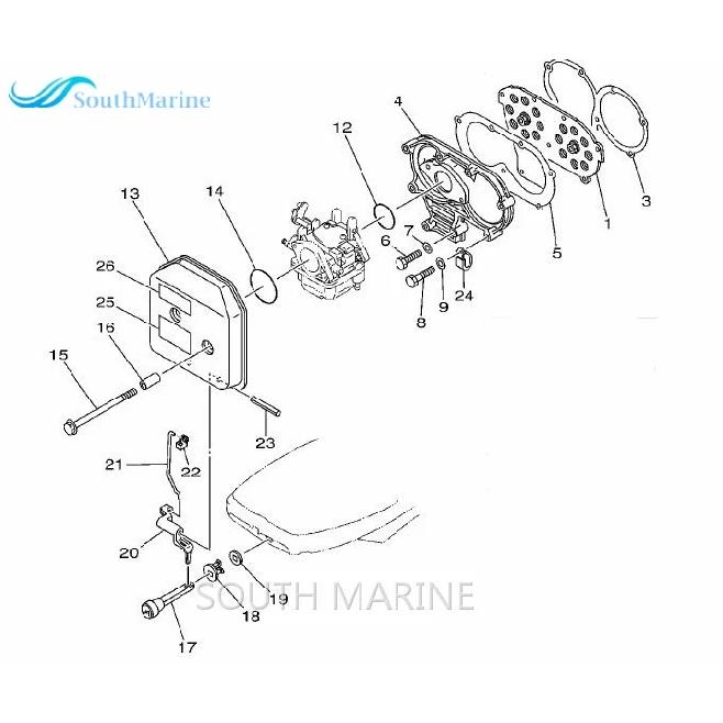 Boat Motor 648-13645-A0 Manifold Gasket for Yamaha 2-Stroke 25HP 30HP Outboard Engine