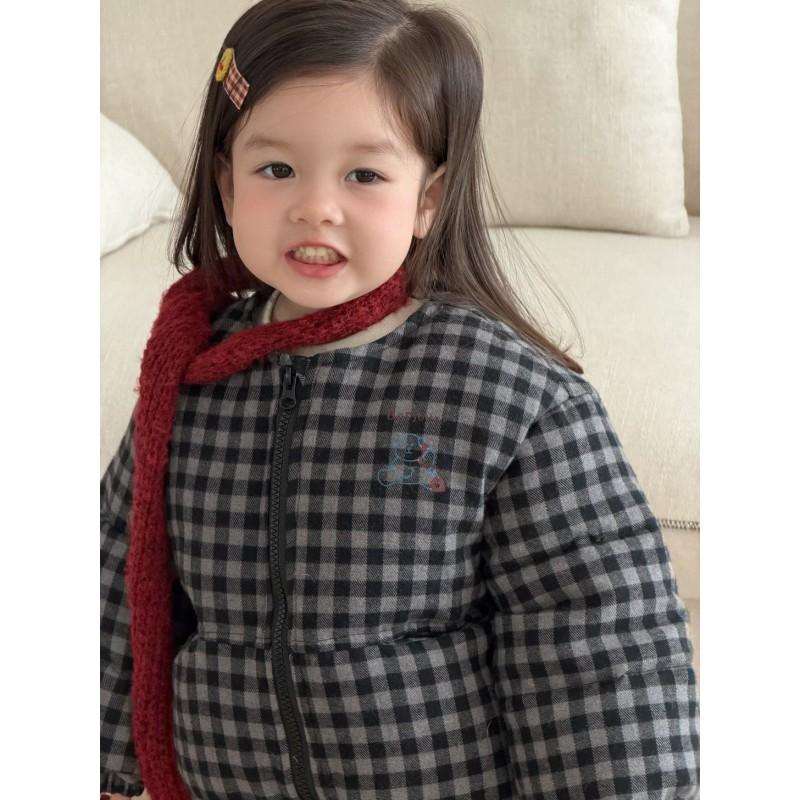 Girls Thick Plaid Winter Fall Set Baby Warm Cotton Coat Top Pants Toddler Kids Outfit