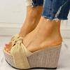 Женские летние сандалии без шнуровки на платформе больших размеров, модные туфли-лодочки на высоком каблуке на танкетке, женские шлепанцы