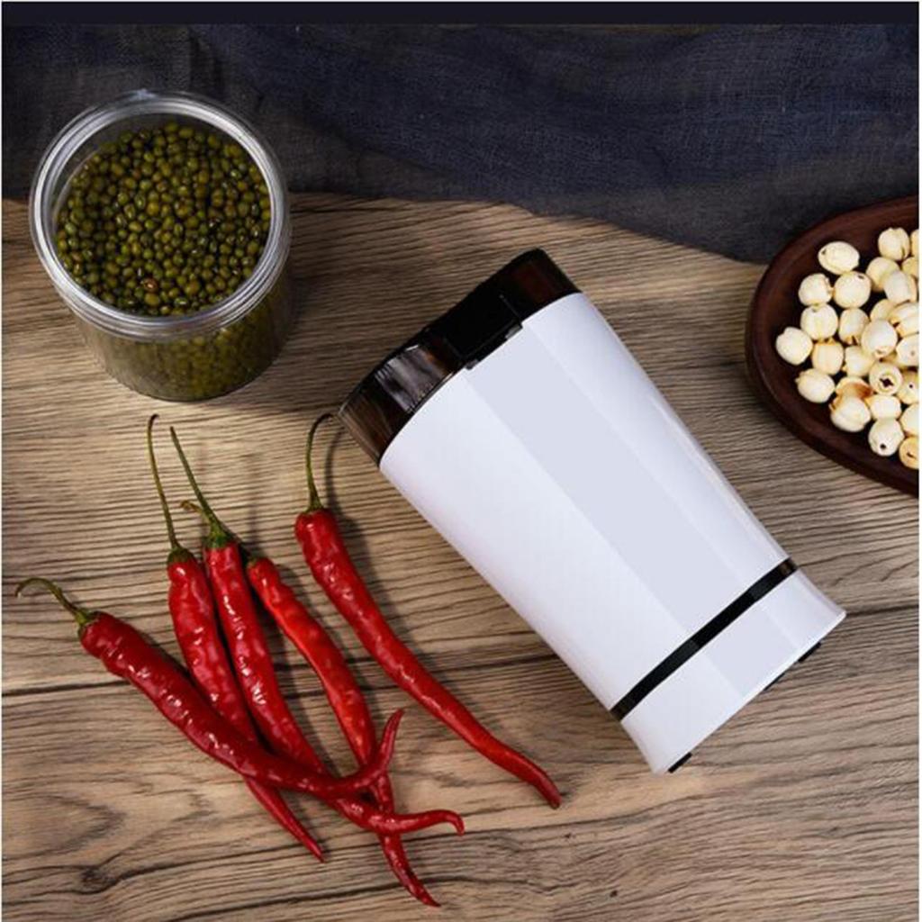 Electric Coffee Bean Grinder Grain Beans Mill Espresso with Brush White