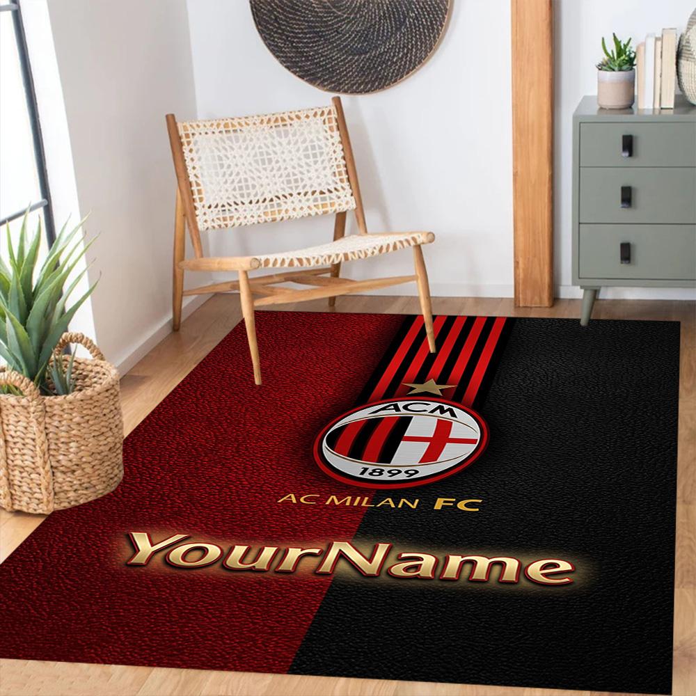 Ac Milan Customize Your Name Carpet Suitable for Foyer Bedrooms Playrooms Outdoor Anti-slip Rug Decorate Offices Perfect Birthday/Christmas Gift Idea
