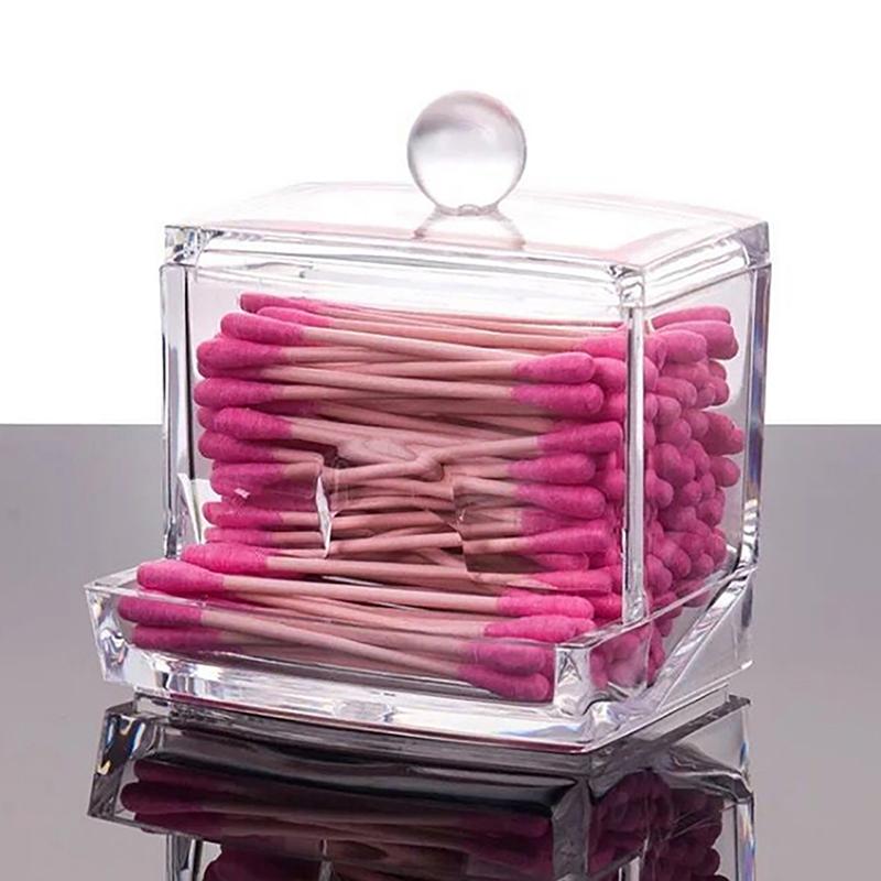 Acrylic Cotton Swabs Storage Holder Box Portable Transparent Makeup Cotton Pad Cosmetic Container Jewelry Organizer Case