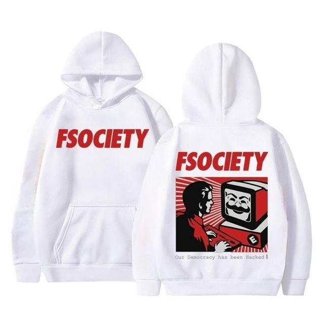 Смешная Худи с Графикой Mr. Robot Мужская Женская Винтажная Флис Хлопок Худи FSociety F Society Хакер Гик Толстовка Мужская Уличная Одежда