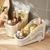 Plastic Storage Basket With Wheels And Handle Slanted Open Design Organizer Bin For Books Stationery And Household Items