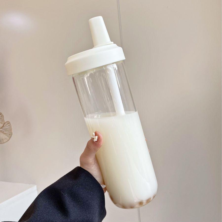 500/850 мл симпатичная жемчужная соломинка для молочного чая пластиковая бутылка для воды с крышкой для чашки пузырьковые кофейные чашки ударопрочные большая емкость для питья