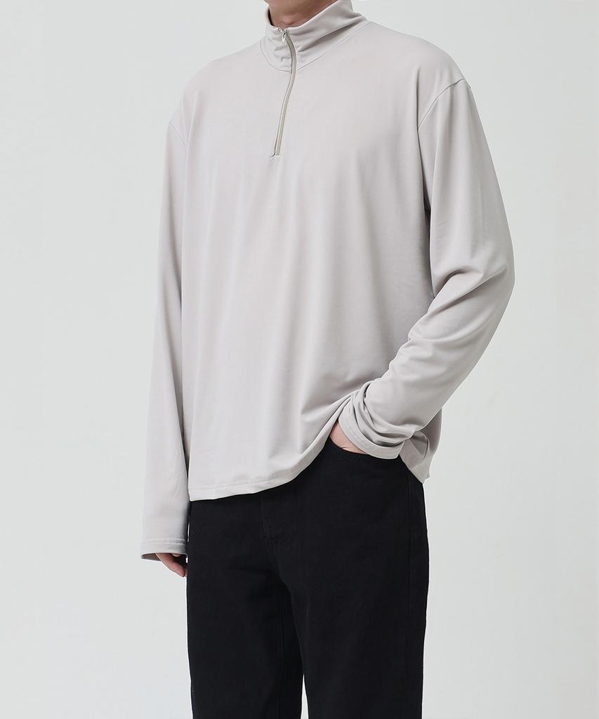 OX STUDIOS Soft Fluffy Half Zip-Up (Beige Gray)