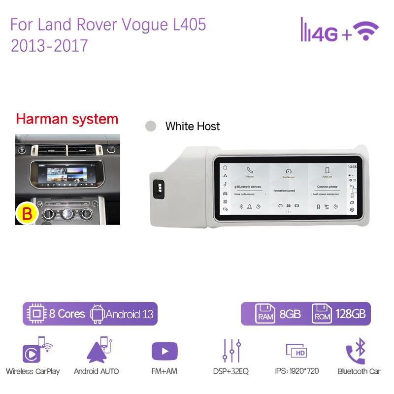 12,3" Автомобильный мультимедийный плеер для Land Rover Vogue L405 2013-2017 Навигация GPS Радио Android13 8+128G CarPlay 4G Головное устройство 360Camera