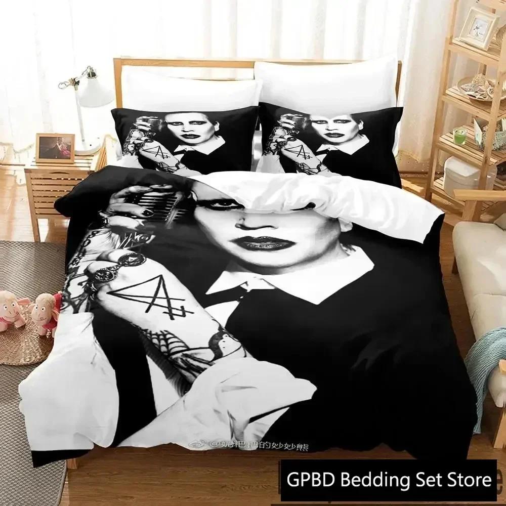 Luxury New 3D Print Marilyn Manson Bedding Set Boys Girls Twin Queen King Size Duvet Cover Pillowcase Bed Home Textileextile