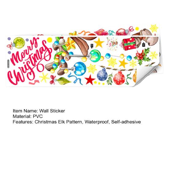 2 Sheets/Set Christmas Elk Wall Sticker Waterproof PVC Self-adhesive Home Office Living Room Holiday Cartoon Reindeer Decoration Decal