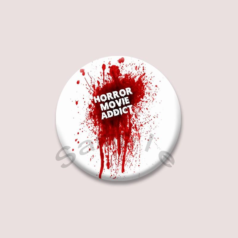 Creative I Love Horror Movie Badges Cartoon Round Brooches on Backpack Jacket Acrylic Button Pins Jewelry Fans Collection Gifts