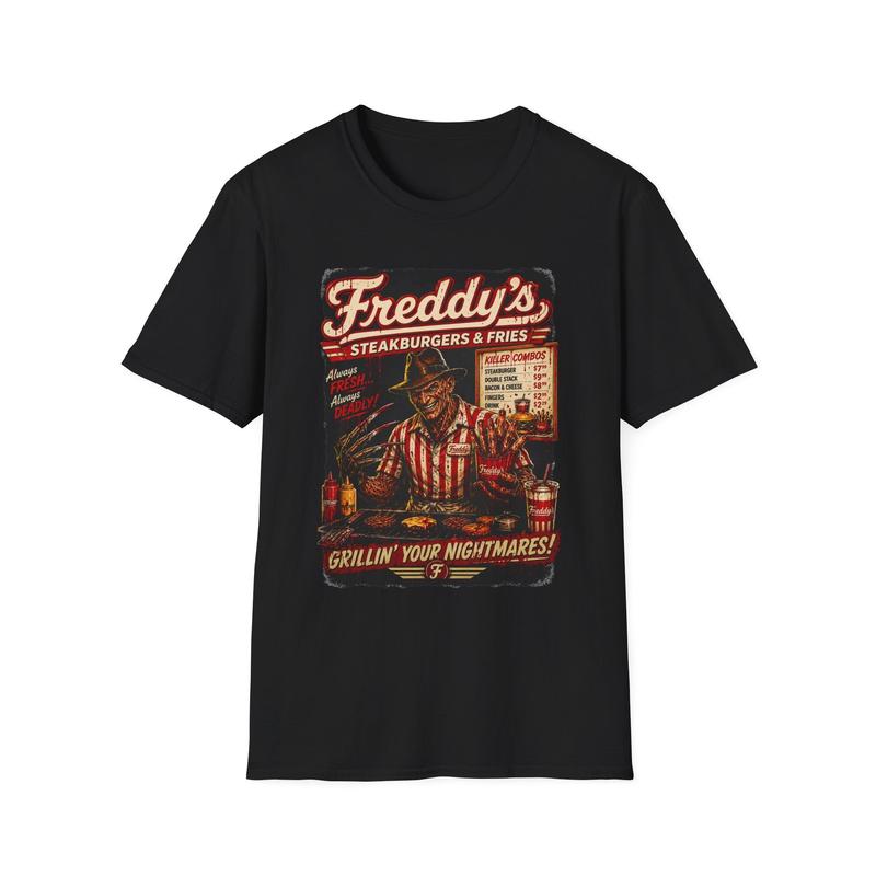Freddys Steakburgers & Fries Unisex T-Shirt | Horror Grill Vintage Freddy Krueger